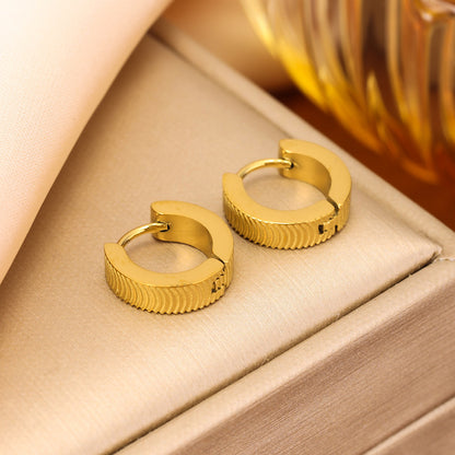 Titanium Steel Electroplated C-Shaped Earrings