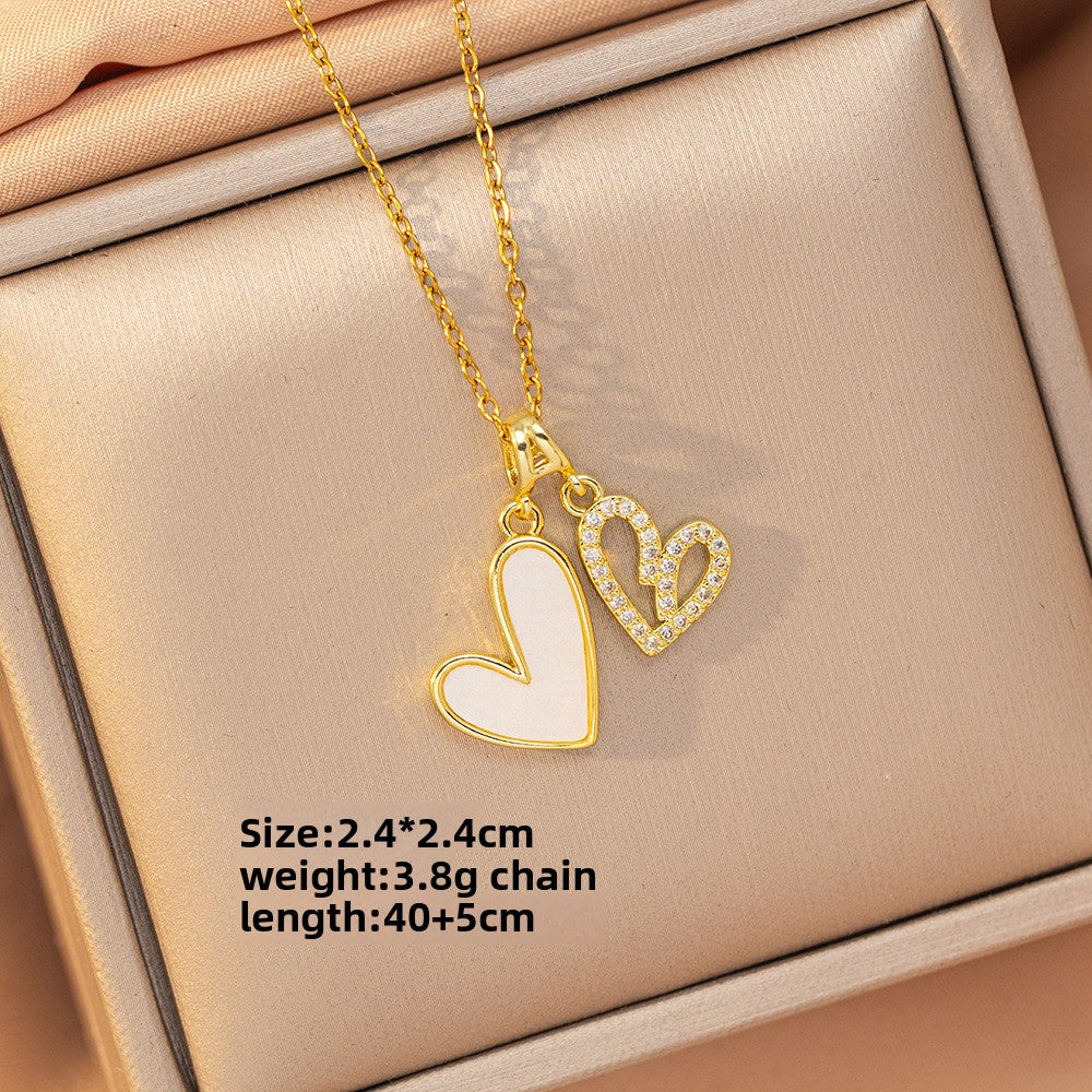 Titanium Steel Gold Plated Geometric Zircon Necklace