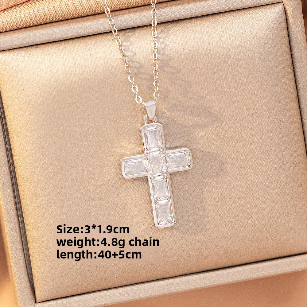 Titanium Steel Gold Plated Geometric Zircon Necklace