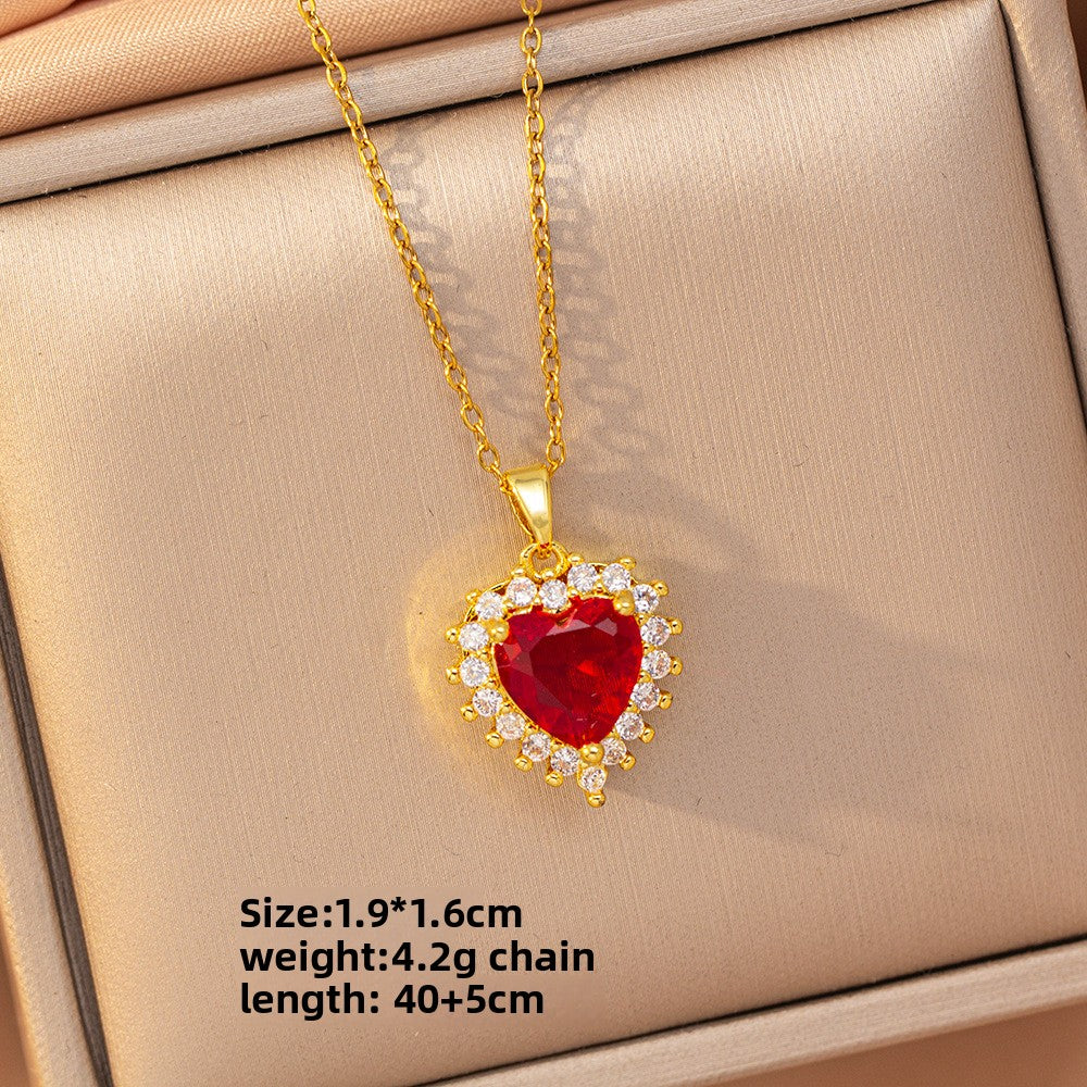 Titanium Steel Gold Plated Geometric Zircon Necklace