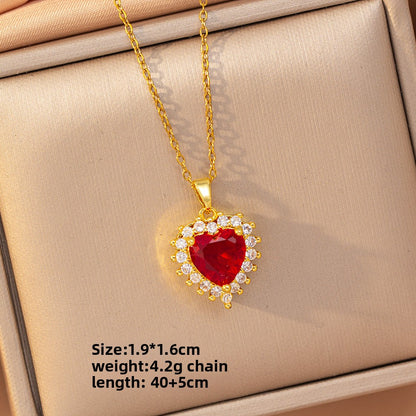 Titanium Steel Gold Plated Geometric Zircon Necklace
