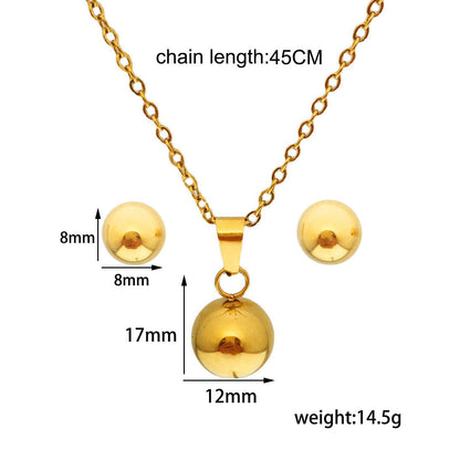 Titanium Steel Gold Plated Necklace and Earring Set