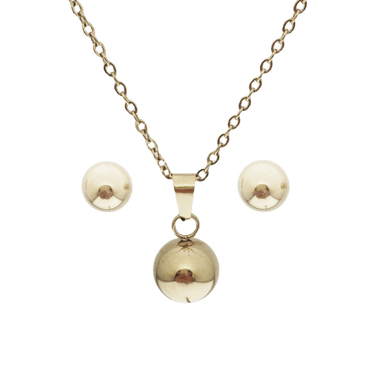 Titanium Steel Gold Plated Necklace and Earring Set
