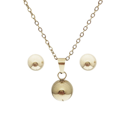 Titanium Steel Gold Plated Necklace and Earring Set