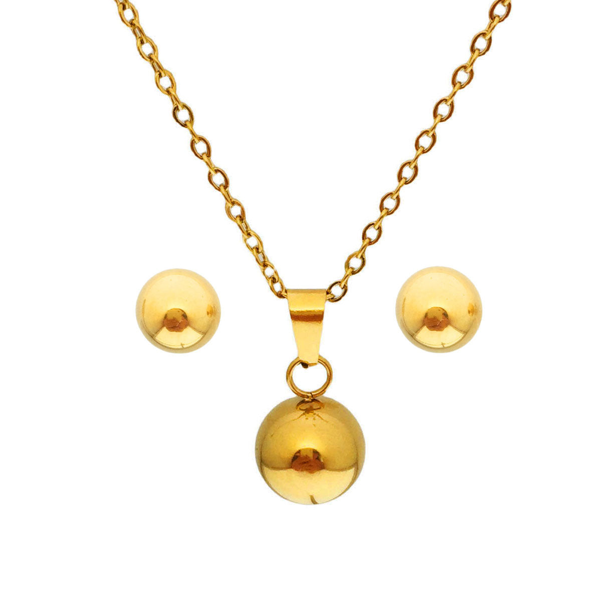 Titanium Steel Gold Plated Necklace and Earring Set