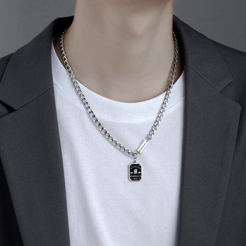 Titanium Steel Letter Charm Necklace