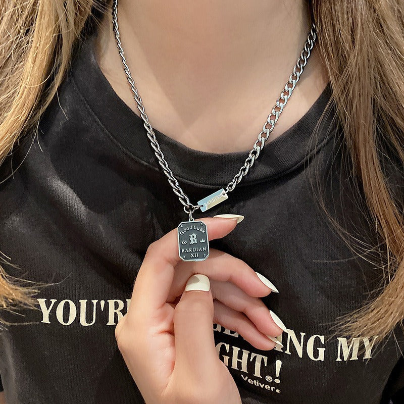Titanium Steel Letter Charm Necklace