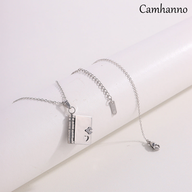 Titanium Steel Love Letter Necklace with Openable Pendant