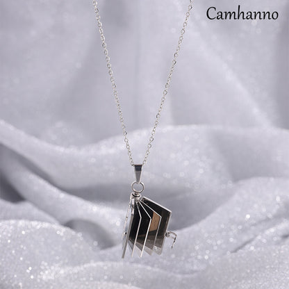 Titanium Steel Love Letter Necklace with Openable Pendant