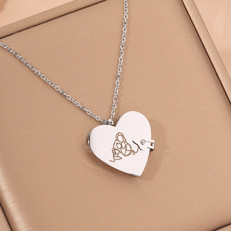 Titanium Steel Love Letter Necklace with Openable Pendant