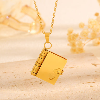 Titanium Steel Love Letter Necklace with Openable Pendant