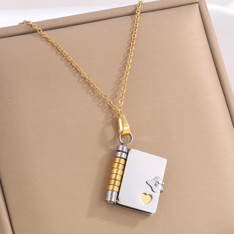 Titanium Steel Love Letter Pendant Necklace with Engraving Option