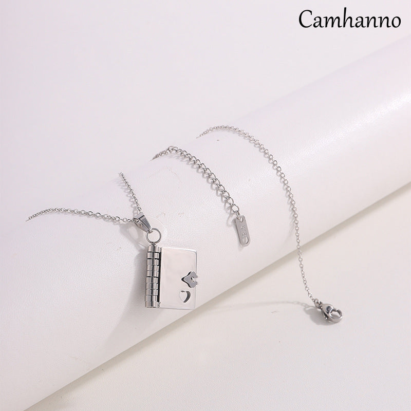 Titanium Steel Love Letter Pendant Necklace with Engraving Option