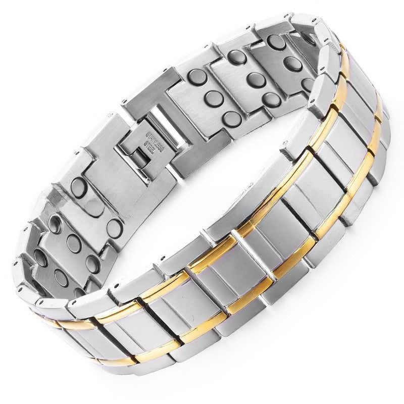 Titanium Steel Magnetic Bracelet with Geometric Design