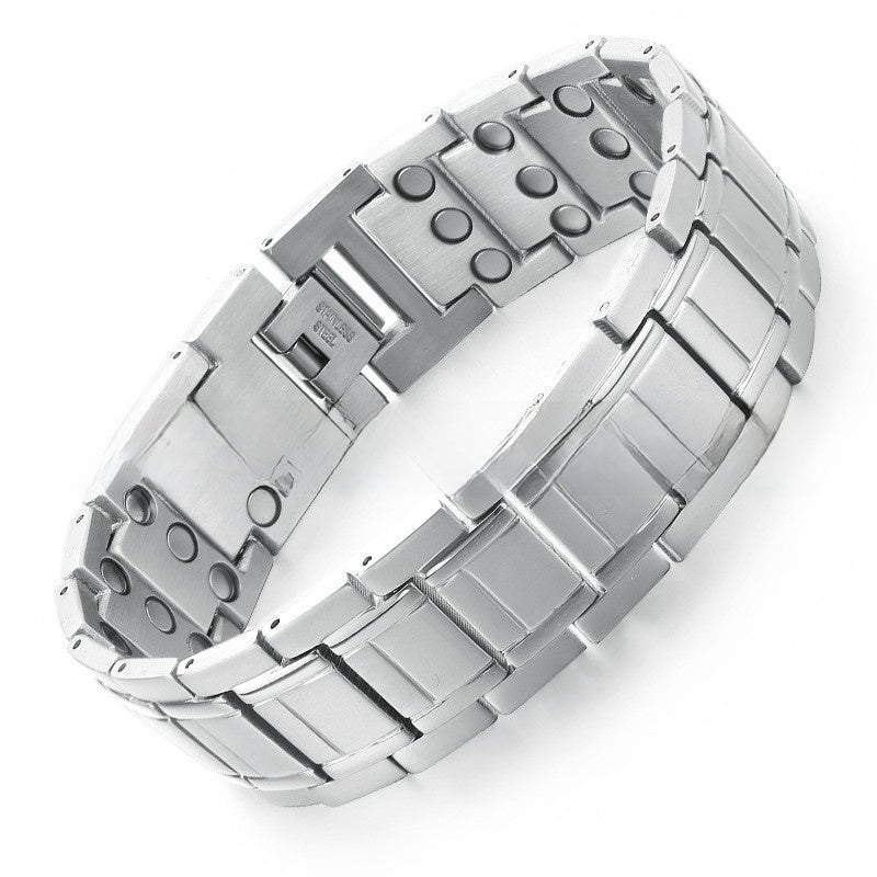 Titanium Steel Magnetic Bracelet with Geometric Design