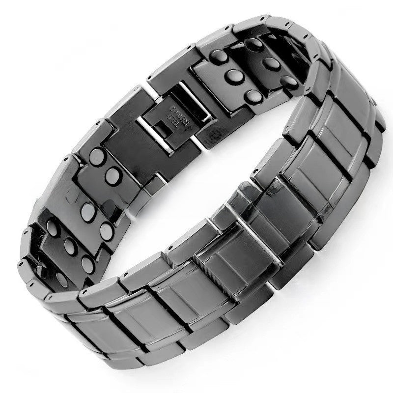 Titanium Steel Magnetic Bracelet with Geometric Design