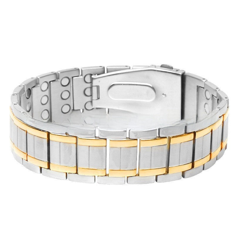 Titanium Steel Magnetic Bracelet with Geometric Design