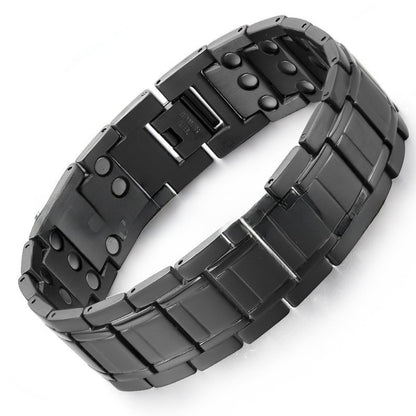 Titanium Steel Magnetic Bracelet with Geometric Design