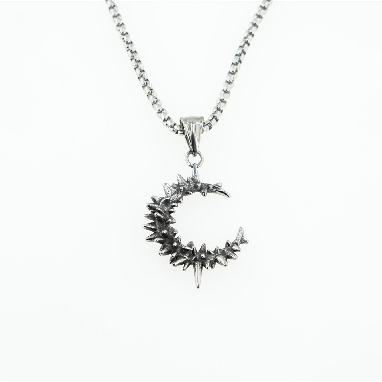 Titanium Steel Moon Pendant Necklace
