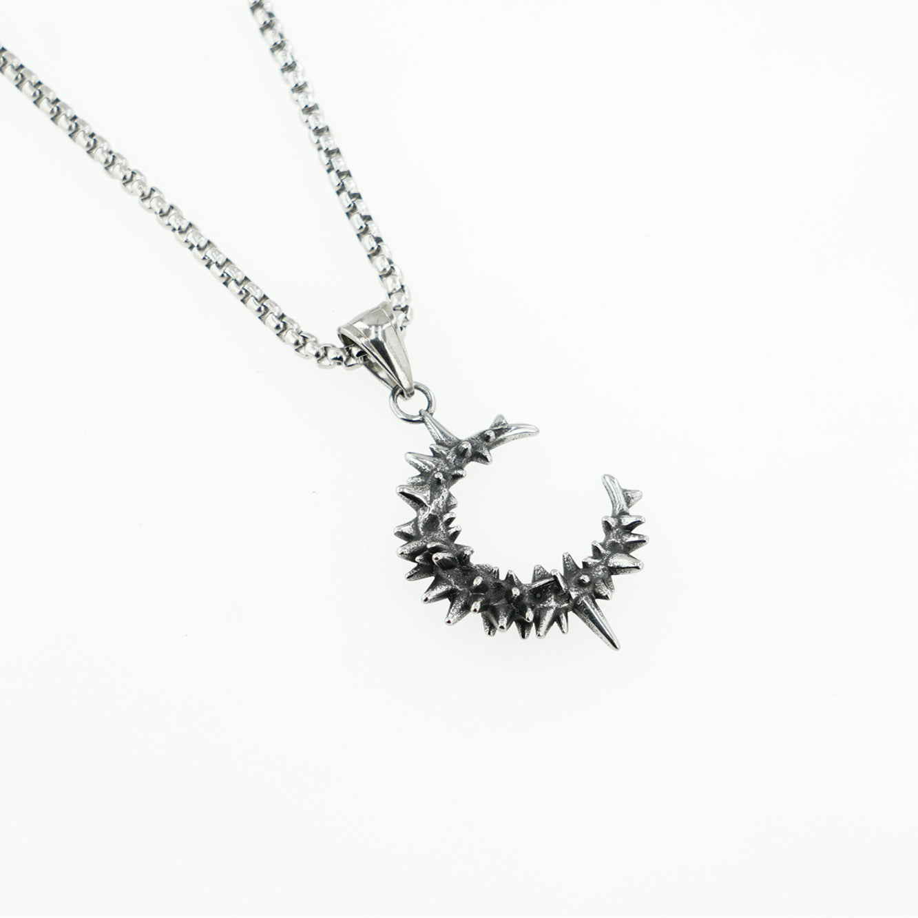 Titanium Steel Moon Pendant Necklace
