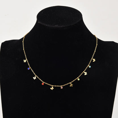 Titanium Steel Pearl Bow Pendant Necklace