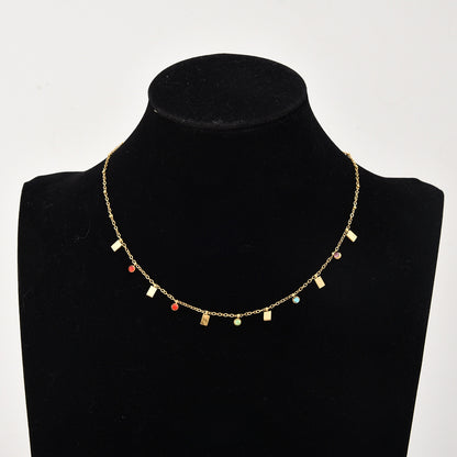Titanium Steel Pearl Bow Pendant Necklace
