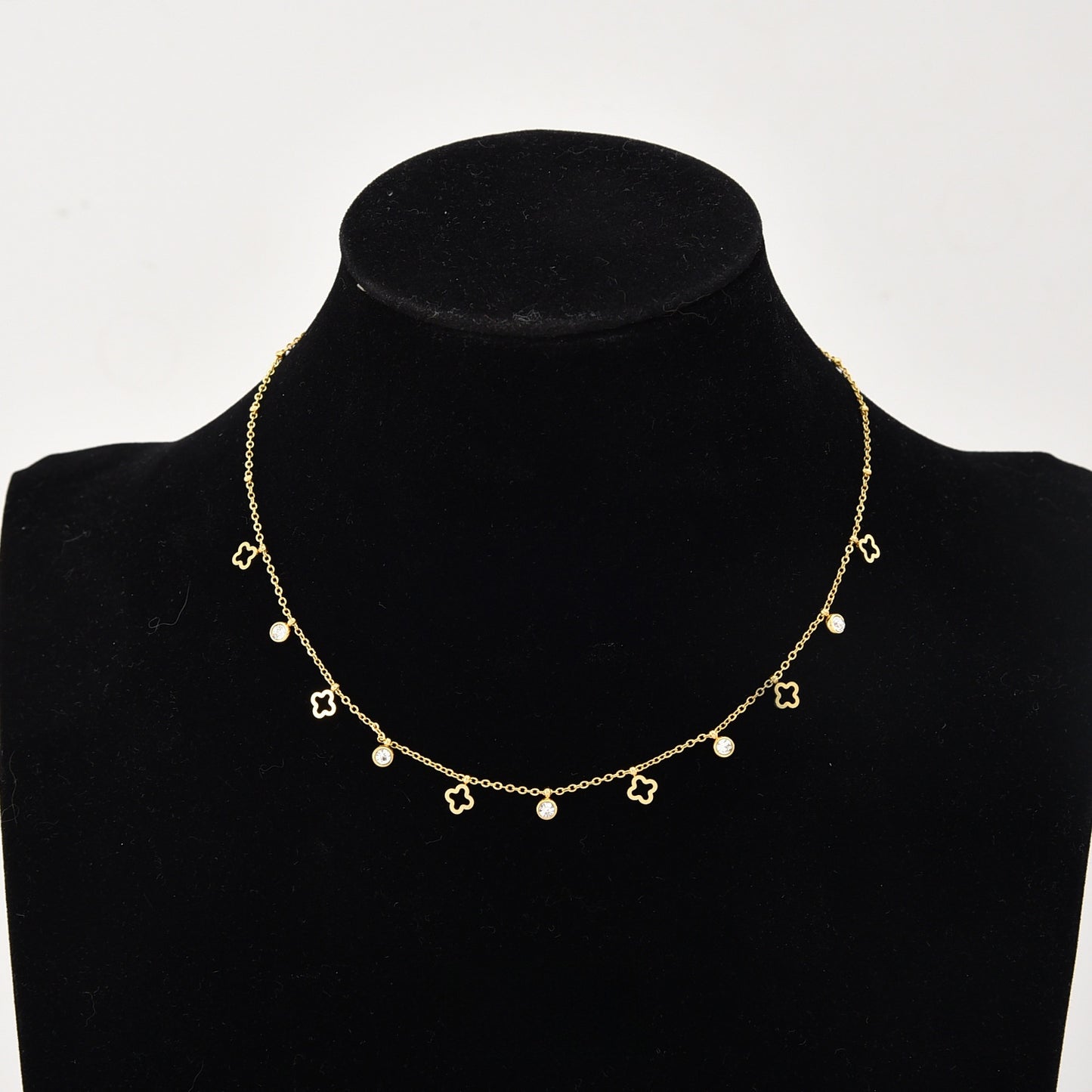 Titanium Steel Pearl Bow Pendant Necklace