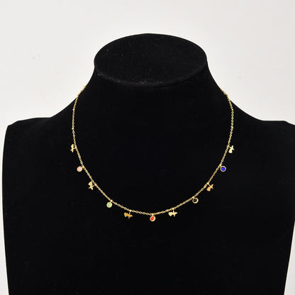 Titanium Steel Pearl Bow Pendant Necklace