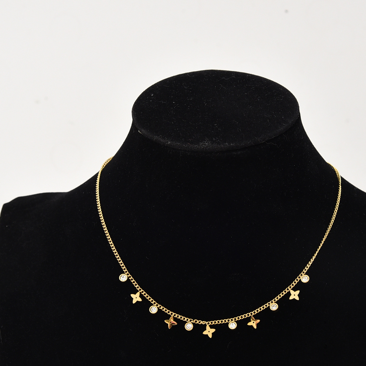 Titanium Steel Pearl Bow Pendant Necklace