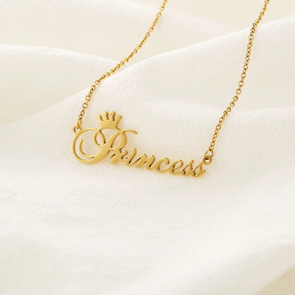 Titanium Steel Princess Crown Pendant Necklace