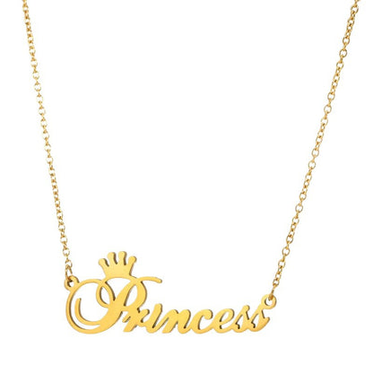 Titanium Steel Princess Crown Pendant Necklace