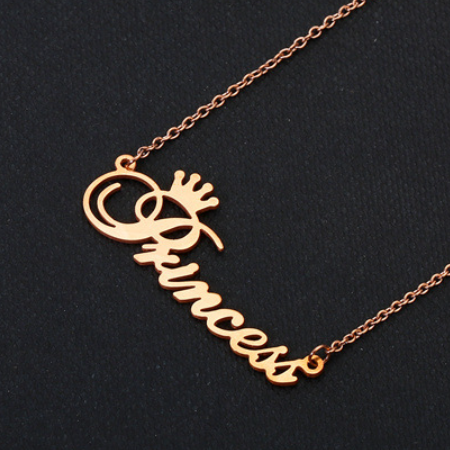 Titanium Steel Princess Crown Pendant Necklace