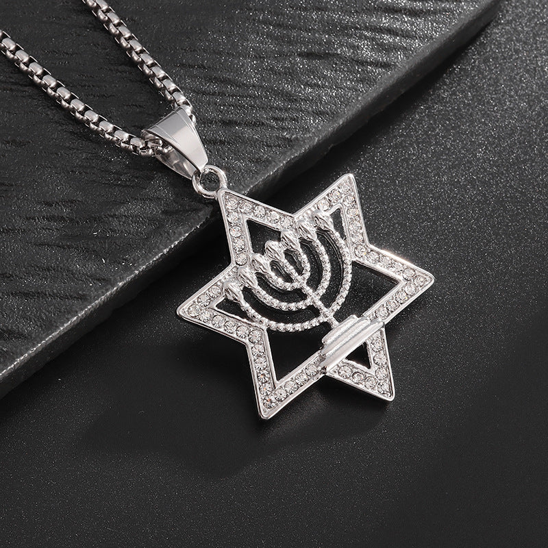 Titanium Steel Star of David Pendant Necklace