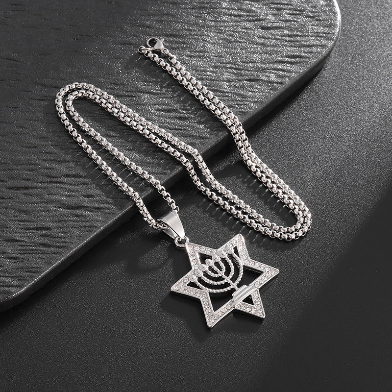 Titanium Steel Star of David Pendant Necklace