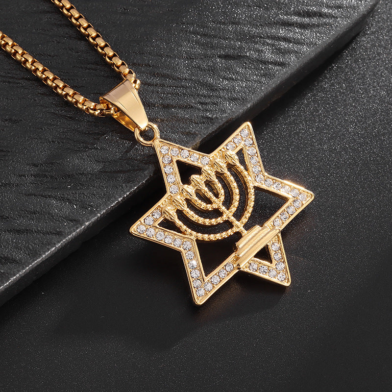 Titanium Steel Star of David Pendant Necklace
