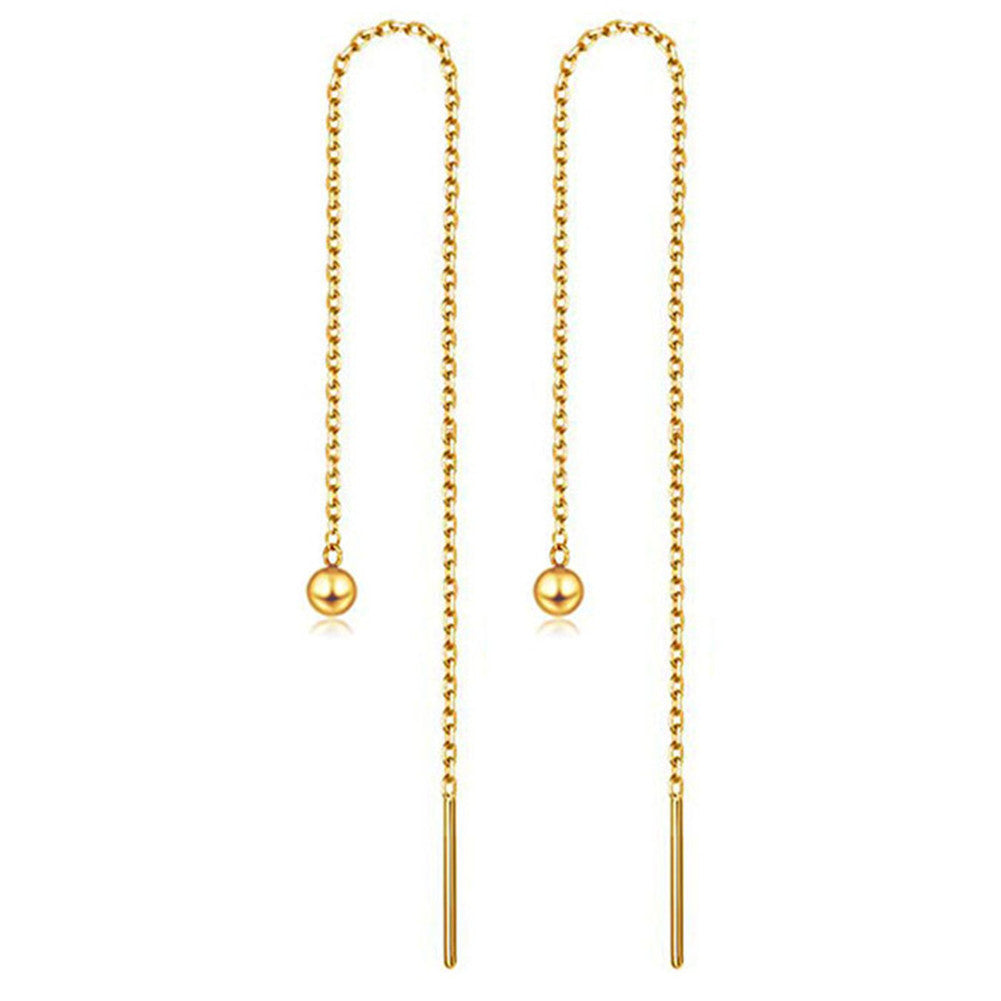 Titanium Steel Tassel Star Crystal Drop Earrings