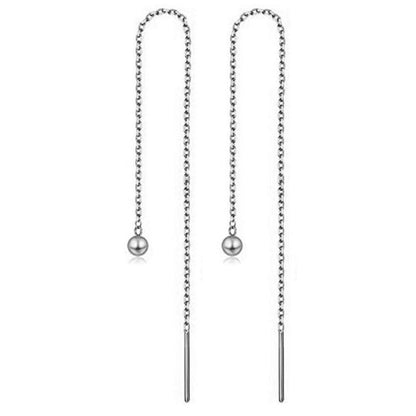 Titanium Steel Tassel Star Crystal Drop Earrings