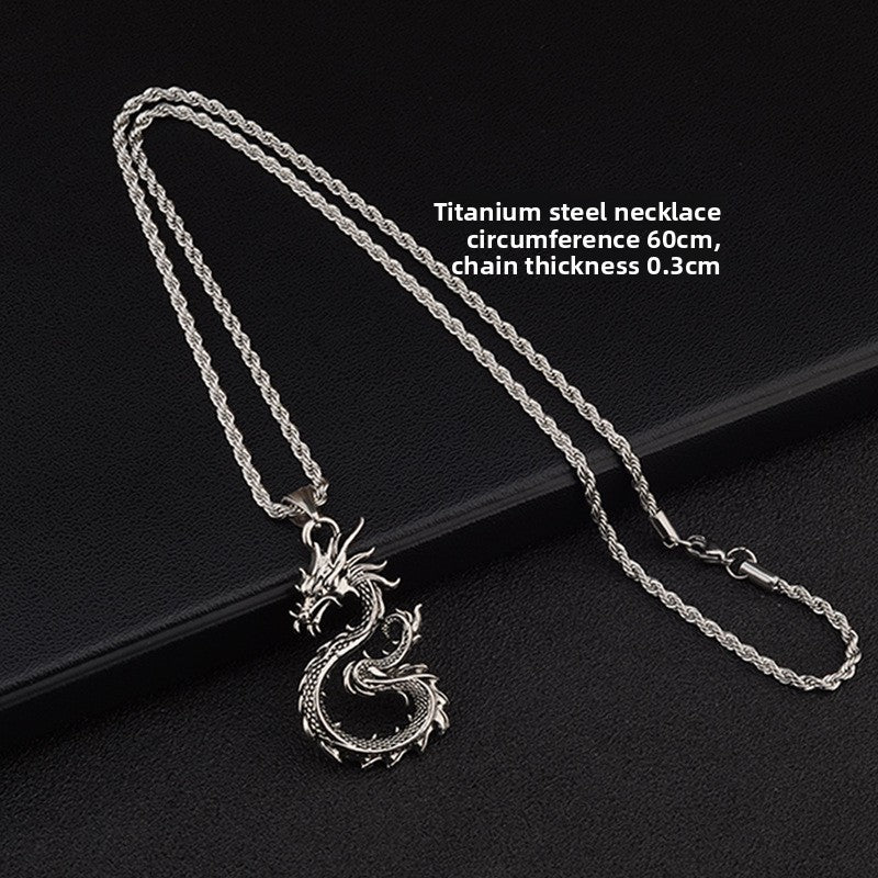 Titanium Steel Twist Chain Necklace Pendant