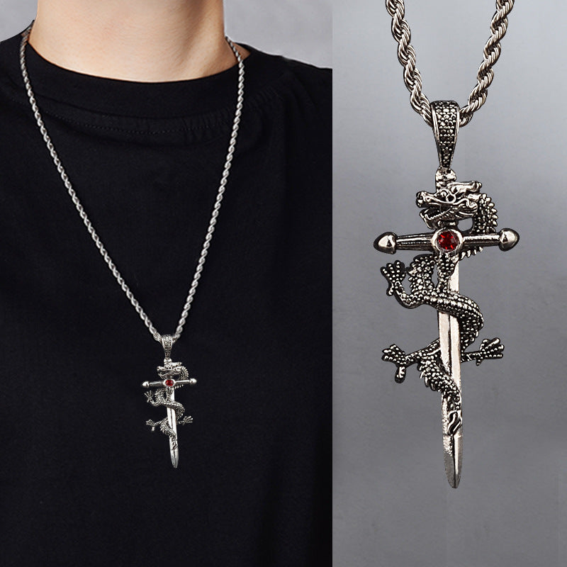 Titanium Steel Twist Chain Necklace Pendant