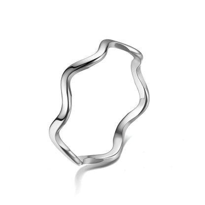 Titanium Steel Wave Ring for Women