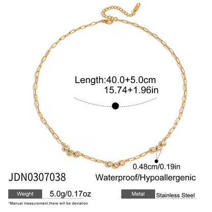 Titanium Steel Zircon Four-Leaf Clover Necklace