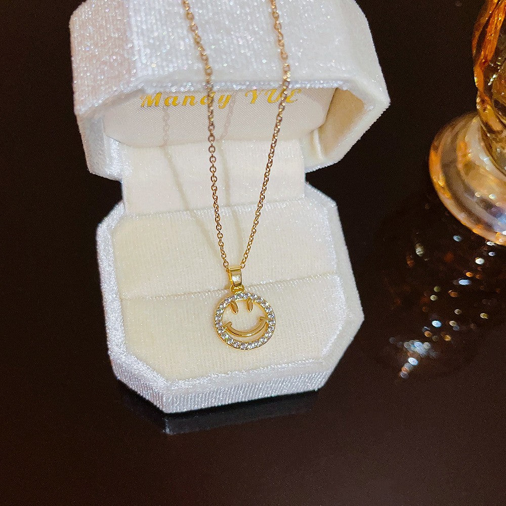 Titanium Steel Zircon Necklace with Geometric Pendant