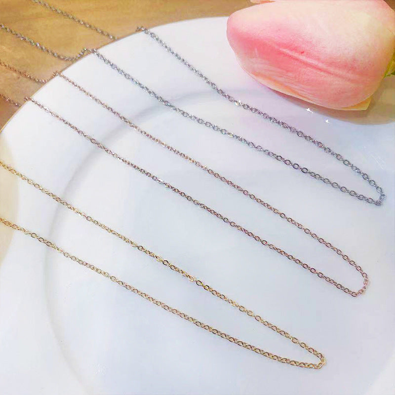Titanium Steel Zircon Necklace with Geometric Pendant