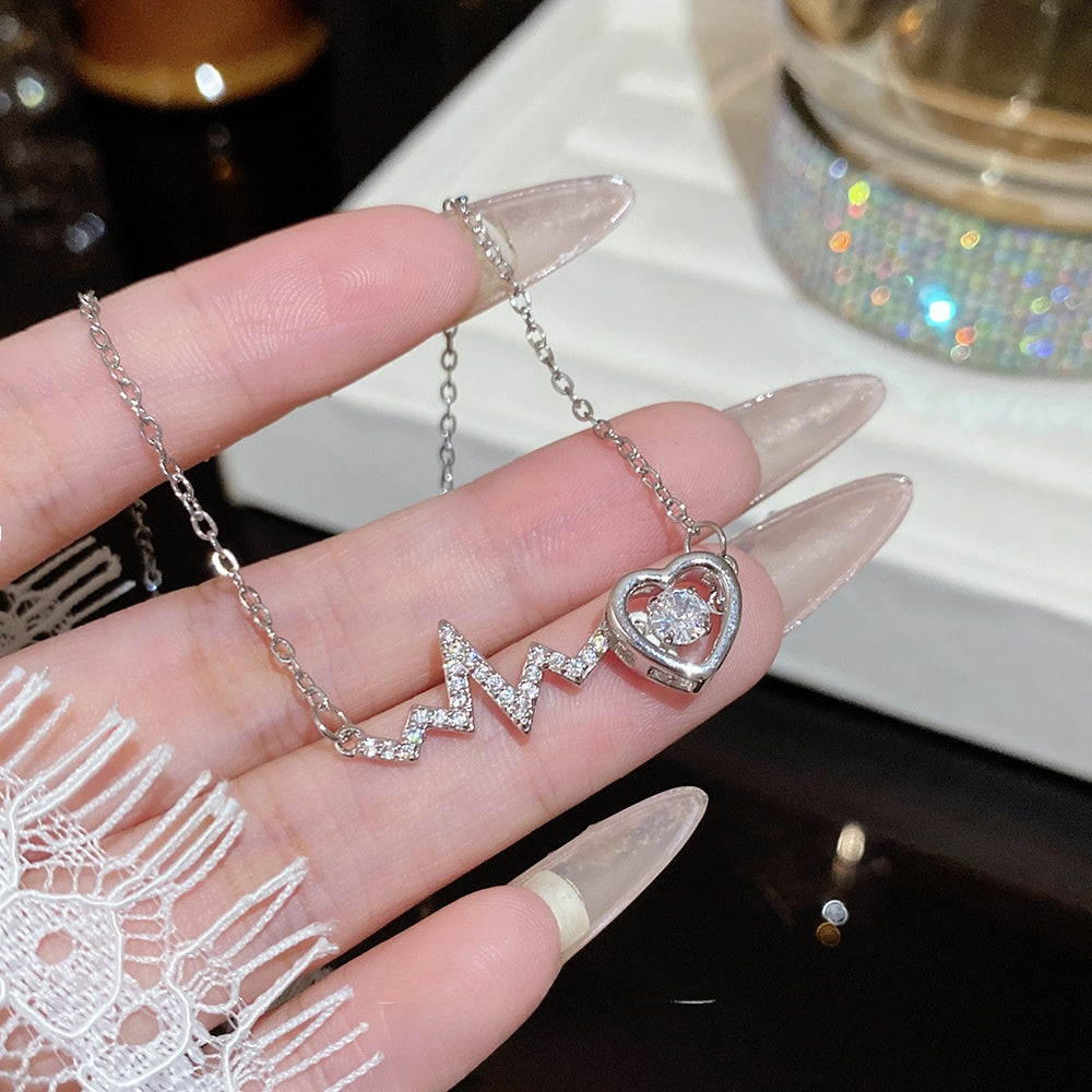 Titanium Steel Zircon Necklace with Geometric Pendant