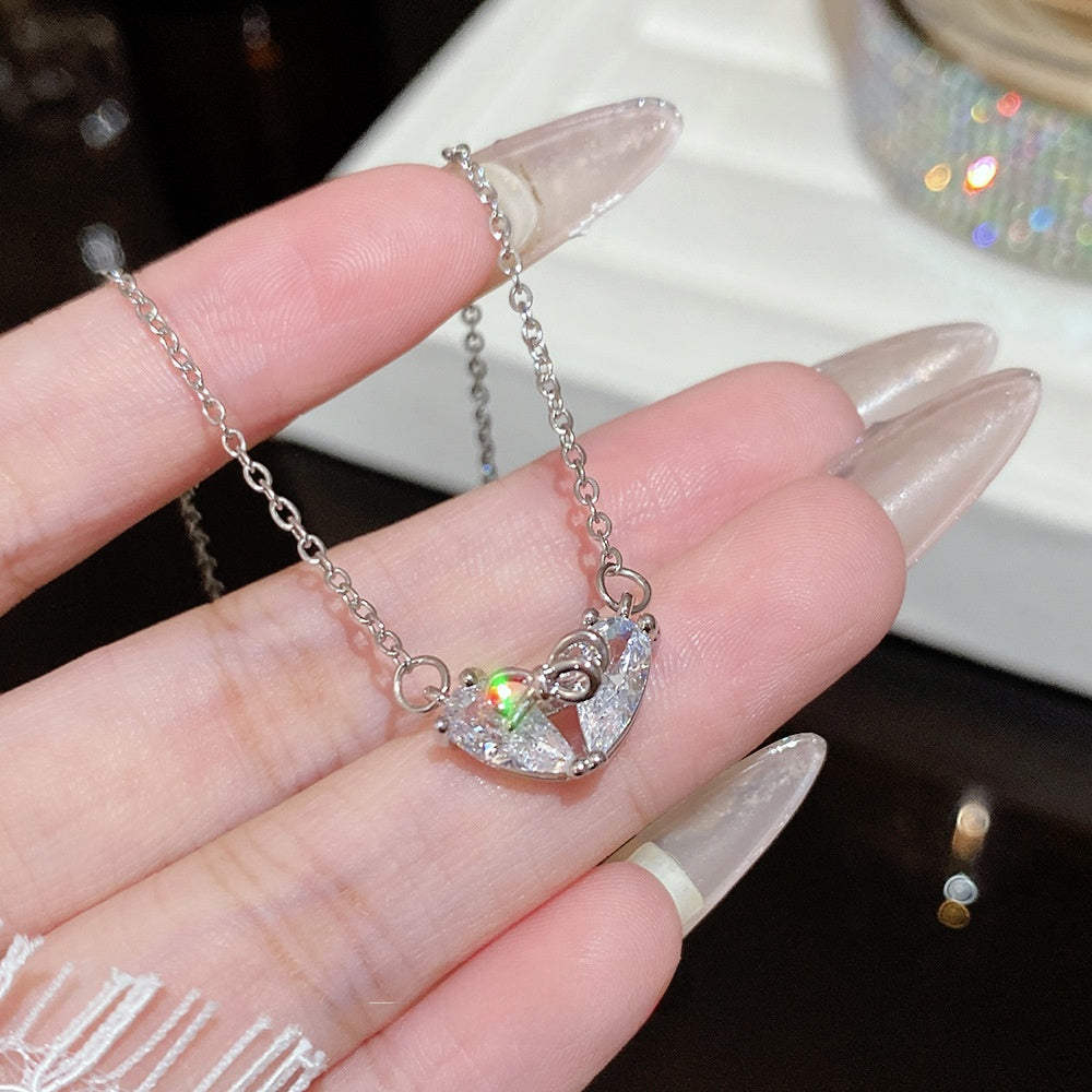 Titanium Steel Zircon Necklace with Geometric Pendant