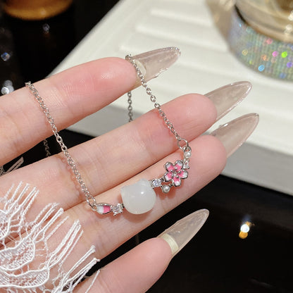 Titanium Steel Zircon Necklace with Geometric Pendant