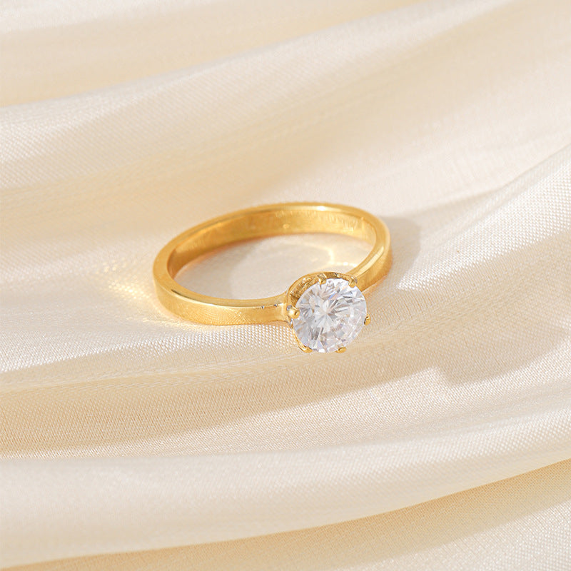 Titanium Steel Zircon Ring for Women Wedding Fashion