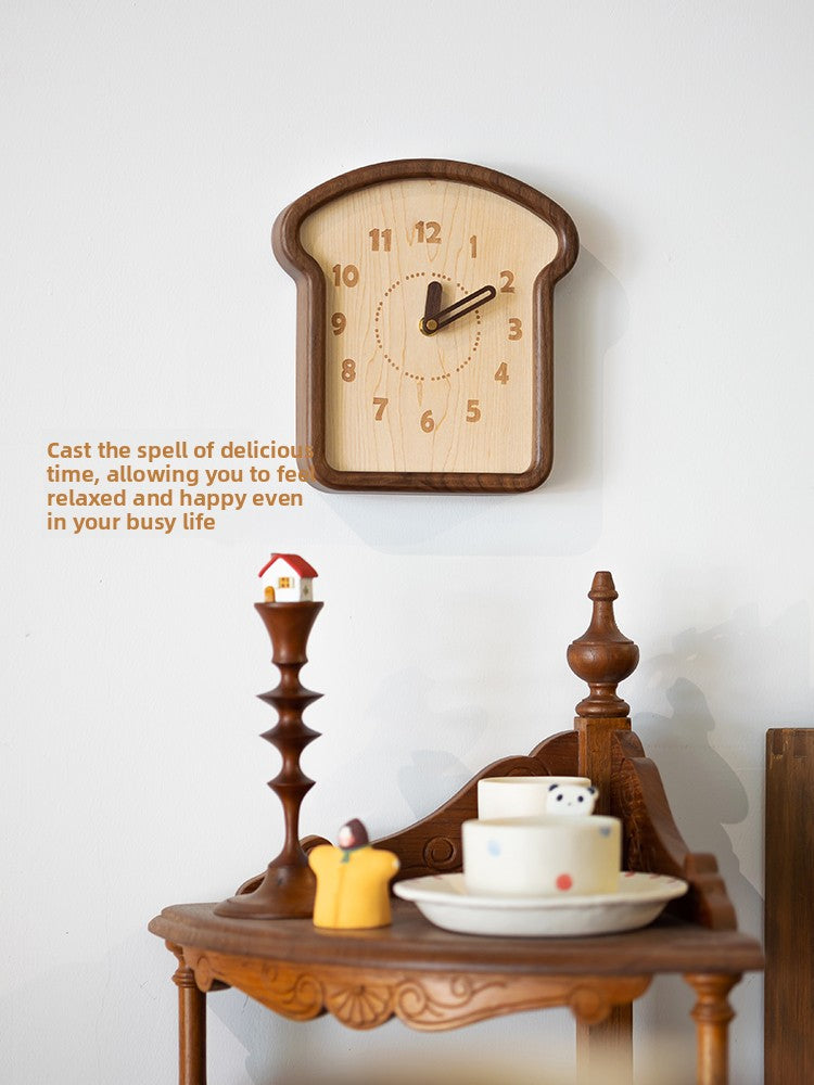 Toast Shaped Wooden Wall Clock