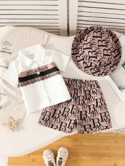 Toddler Short-Sleeve Outfit Set with Hat