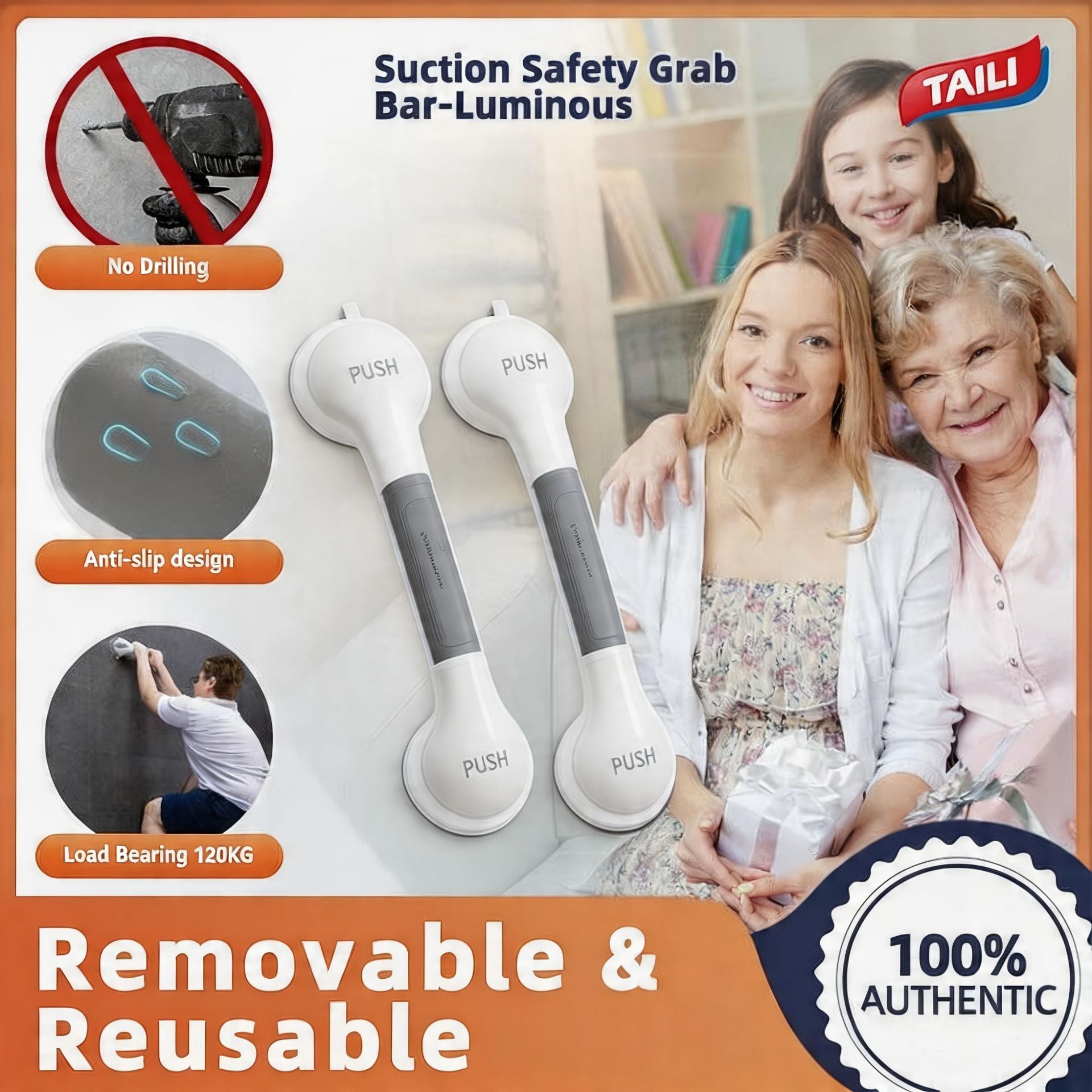 Toilet Safety Handrail with Suction Cups